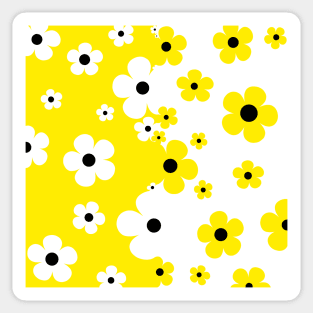 60's Retro Pop Small Flowers in Yellow and White Sticker